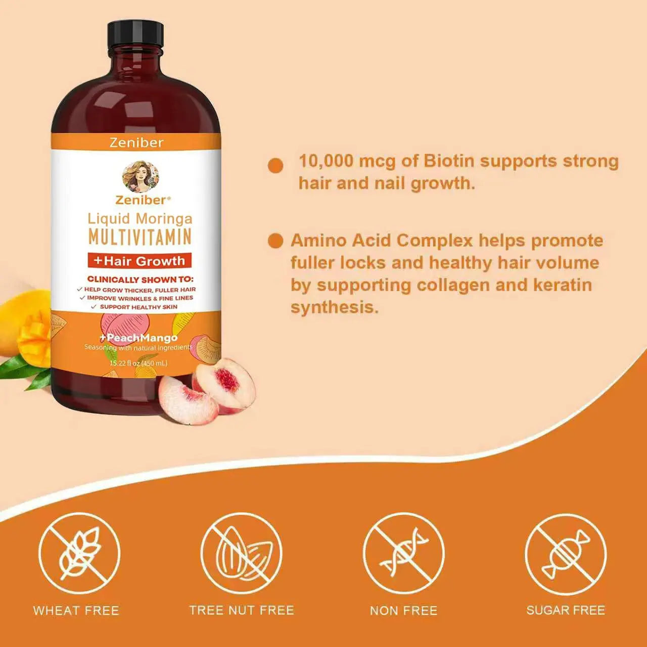 Zeniber MaayRuth Multivitamins Hair Growth&Liquid Multivitamins for Women, Biotin 10000mcg Liquid Multivitamin Hair Growth Supplement, 15.22 OZ ZeniberBuy Supplements Australia