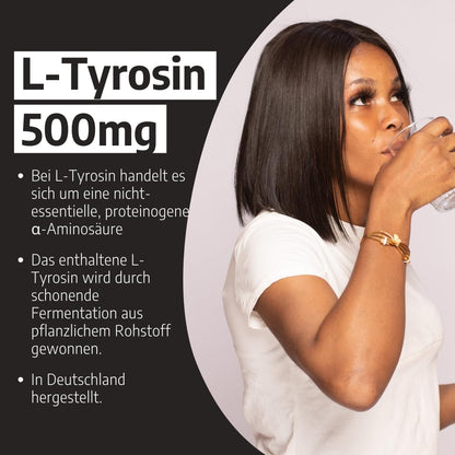 L-Tyrosine 500mg – 120 Capsules – Hochdosiert – Dietary Supplements – Made in Germany, , , | Gluten and lactose free
