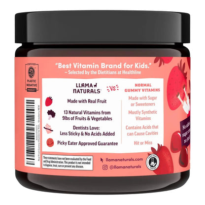Llama Naturals Kids Multivitamin Gummies | Real Fruit, No Added Sugar Cane | Organic Vegan Toddler Whole Food Vitamins | Llama NaturalsBuy Supplements Australia
