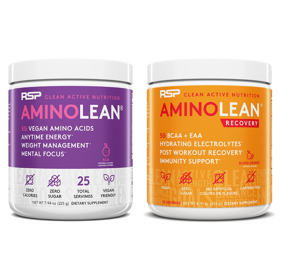 RSP NUTRITION Vegan AminoLean Pre Workout Energy (Acai 25 Servings) with AminoLean