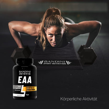 Bandini® EAA Tablets - 240 Pieces for 48 Days - 9 Essential Amino Acids | Before and after training, essential amino acids EAAs, high dose supplement, 100% vegan, no additives and sugar-free