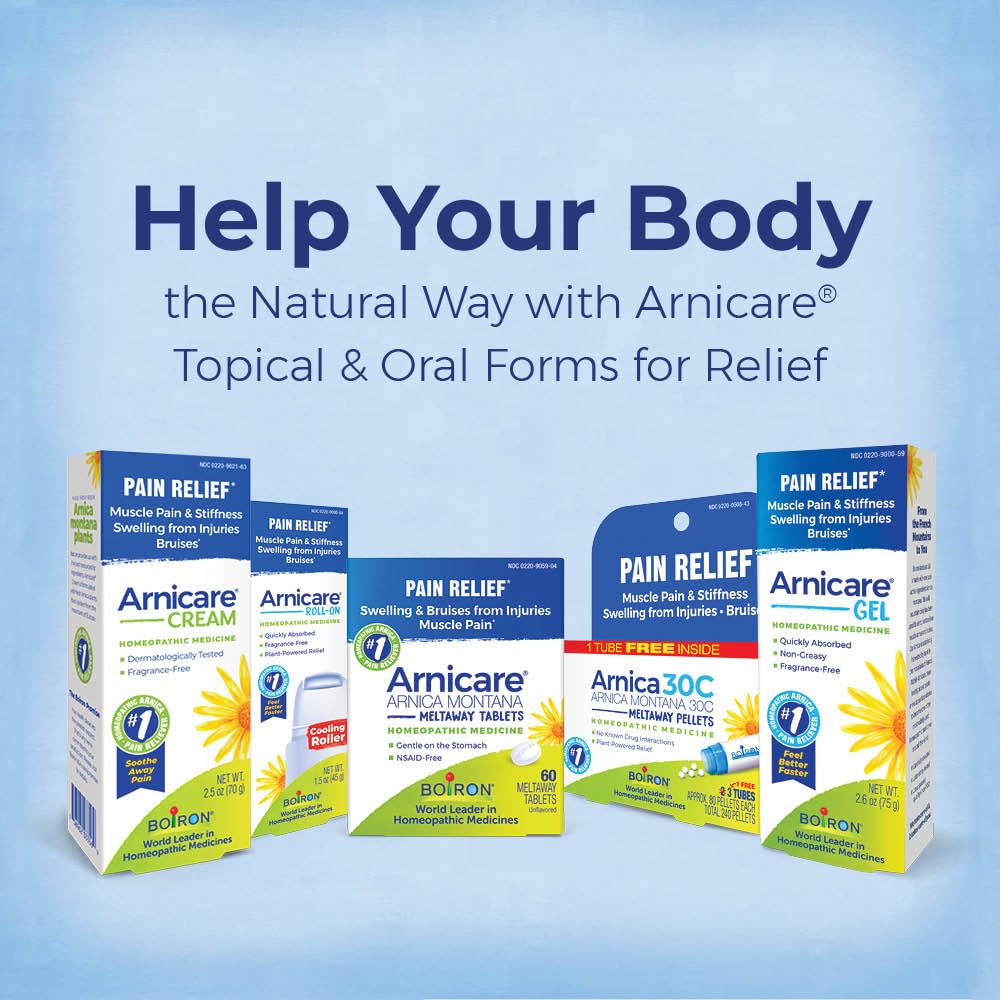 Boiron Arnicare Tablets - 100 Count for Pain Relief from Muscle Pain, Joint Soreness, Swelling from Injury or Bruises - Arnica Meltaway Tabs BoironBuy Supplements Australia