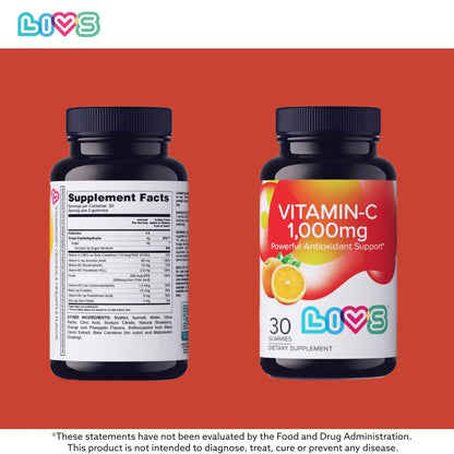 Vitamin C 1000mg Gummies for Kids & Adults |Antioxidant & Immune Support Supplement | Vegan Multivitamin for Hair, Skin & Nails LIVSBuy Supplements Australia