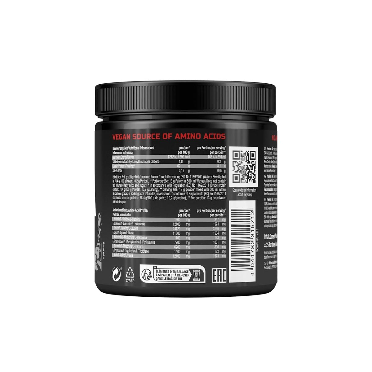 Weider Premium EAA Powder - Essential Amino Acids - BCAA 2:1:1 Ratio, Vegan & Sugar-Free - 325 g - Tropical