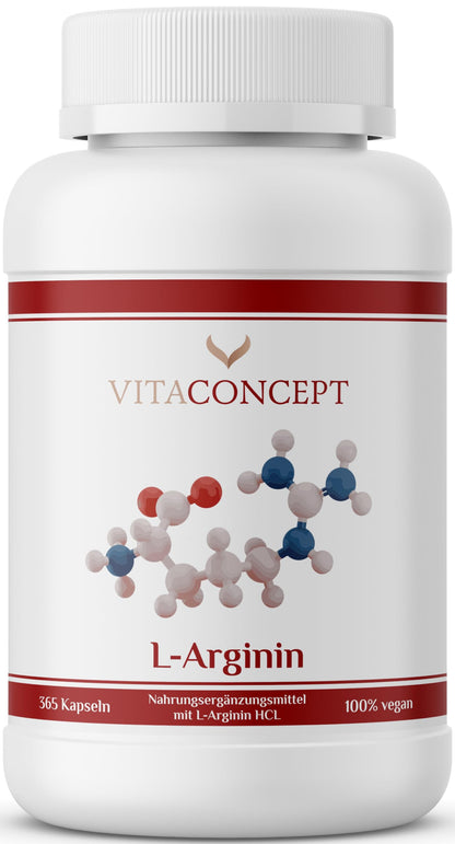 Vitaconcept I L-Arginine I 365 Capsules I High Dose I 1000 mg per Capsule I 98.7% Pure L-Arginine I Vegan