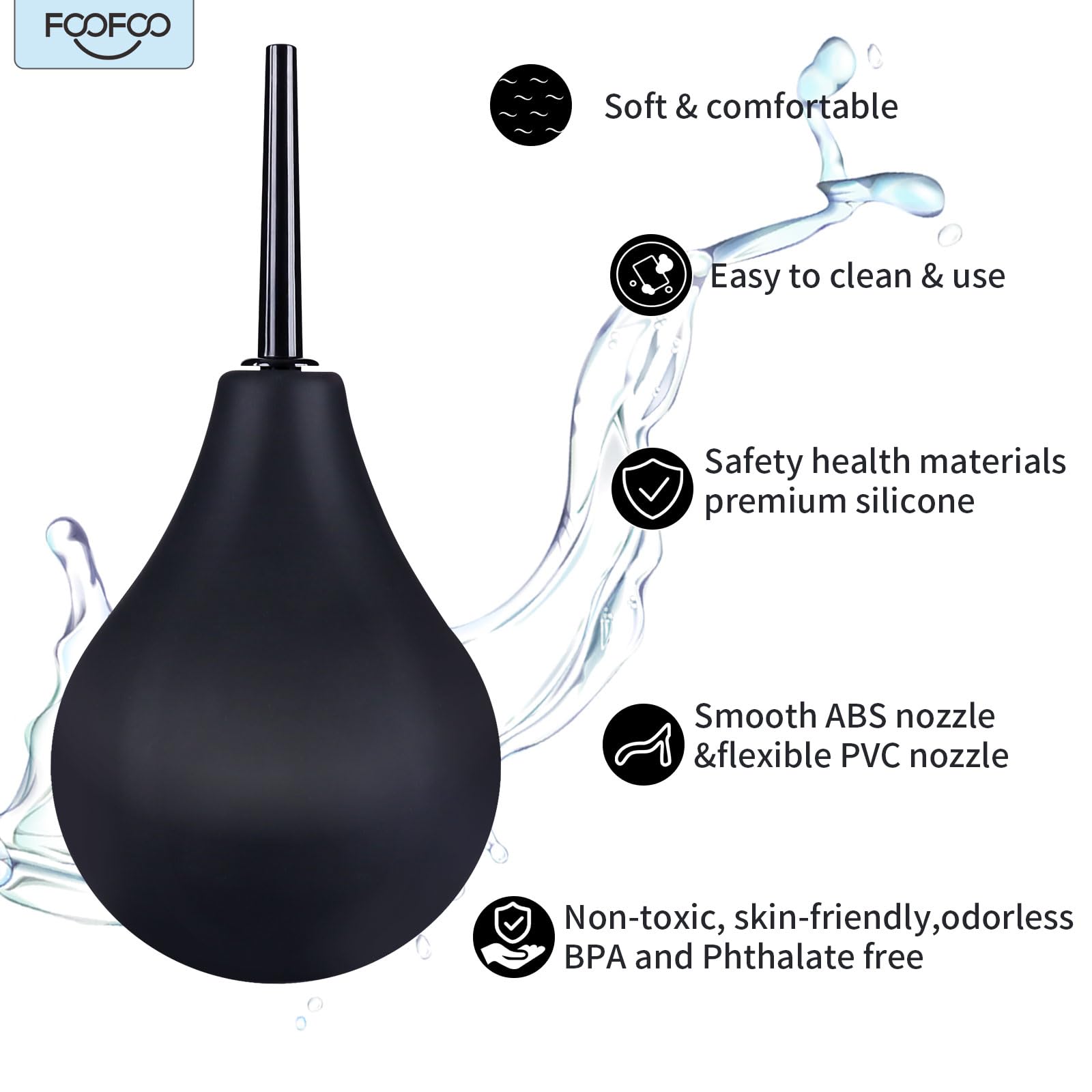 Enema Bulb 7.6oz Douche Enema Kit Includes 4 Nozzles for Women & Men Black with Storage Bag FOOFOOBuy Supplements Australia