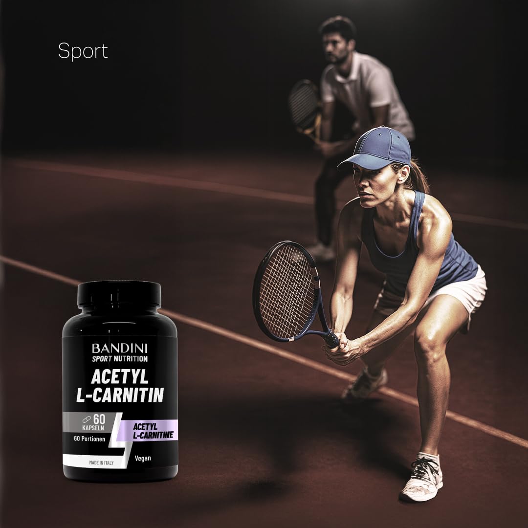 Bandini® Acetyl L-Carnitine, Acetyl-L-Carnitine Hydrochloride, 60 Capsules | Premium Carnitin: stoffwechselanregend, Energie und erhöhte Ausdauer, vegan, 1 Kapsel Carnitine pro Tag, 2 Monate Versorgung