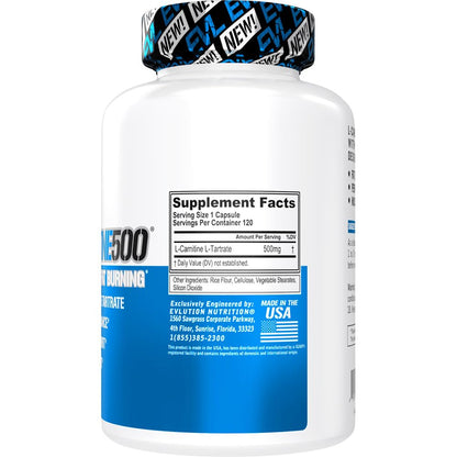 EVL L-Carnitine Supplement for Weight Loss Support - L carnitine 500mg Diet Pills EvlutionBuy Supplements Australia