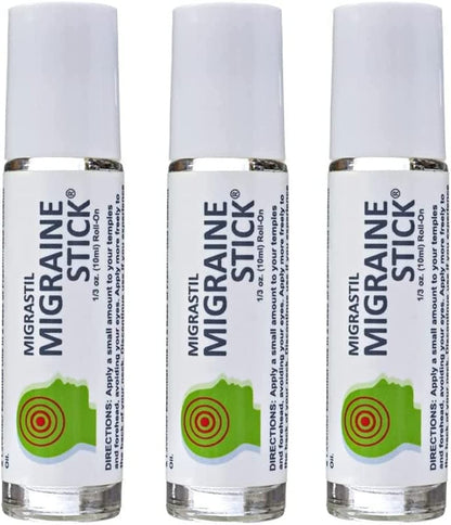 Basic Vigor Migrastil Migraine Stick Rollon - Fast Cooling Comfort for Your Head 3-Pack. Aromatherapy with Peppermint & Other Essential Oils. Metal Roller. Made in USA by Basic Vigor Basic VigorBuy Supplements Australia