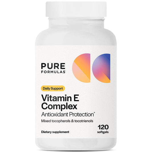 PureFormulas Vitamin E Complex, Full-Spectrum Vitamin E for Cardiovascular and Immune Support, Gamma-tocopherol Rich Antioxidant, Gluten-Free & Kosher, 120 Softgels for Antioxidant Protection PureFormulasBuy Supplements Australia