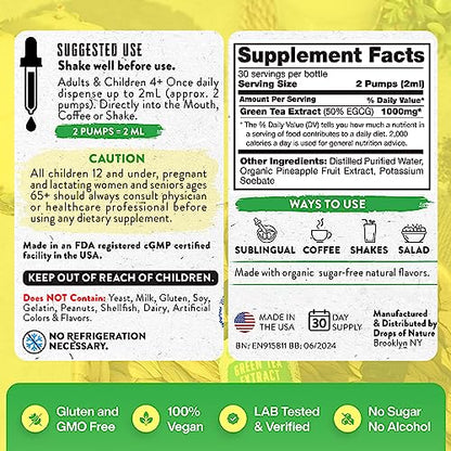 Green Tea Extract - 1000mg - 50% EGCG - Green Tea Liquid Drops, 4x more Powerful than Drops Of NatureBuy Supplements Australia