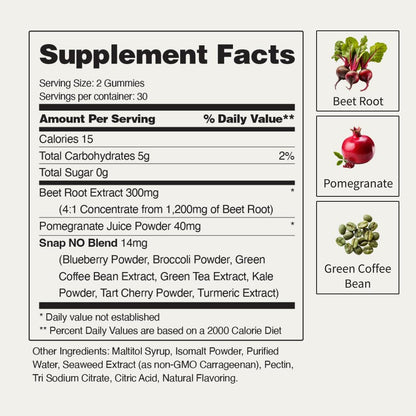 Snap Supplements Nitric Oxide Beet Root Gummies - Support Healthy Blood Circulation Snap SupplementsBuy Supplements Australia