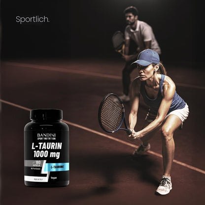 Bandini® L Taurine Amino Acid 1,000 mg per day, 180 Vegan Capsules | für Sport & Fitness, L-Taurin Pre & Post Workout Booster, ohne Koffein, Mikronährstoffe, Taurine Amino Acid, Für 3 Monate