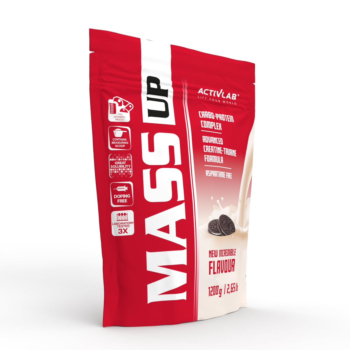 Activlab Mass Up 1200 g Cookies, Whey Protein Powder and Carbohydrates Dietary Supplement with Creatine Massgainer Mass Gainer Muscle Building