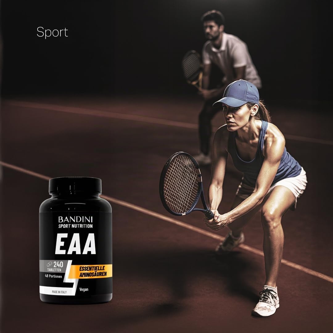 Bandini® EAA Tablets - 240 Pieces for 48 Days - 9 Essential Amino Acids | Before and after training, essential amino acids EAAs, high dose supplement, 100% vegan, no additives and sugar-free