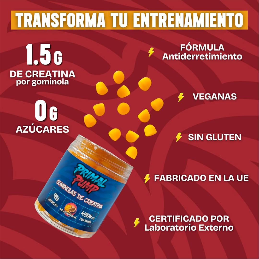 Monohydrated Creatine Gummies 4.5g - Creatine for Performance and Power - Sugar Free, Vegan and Gluten Free Mango Passion Fruit