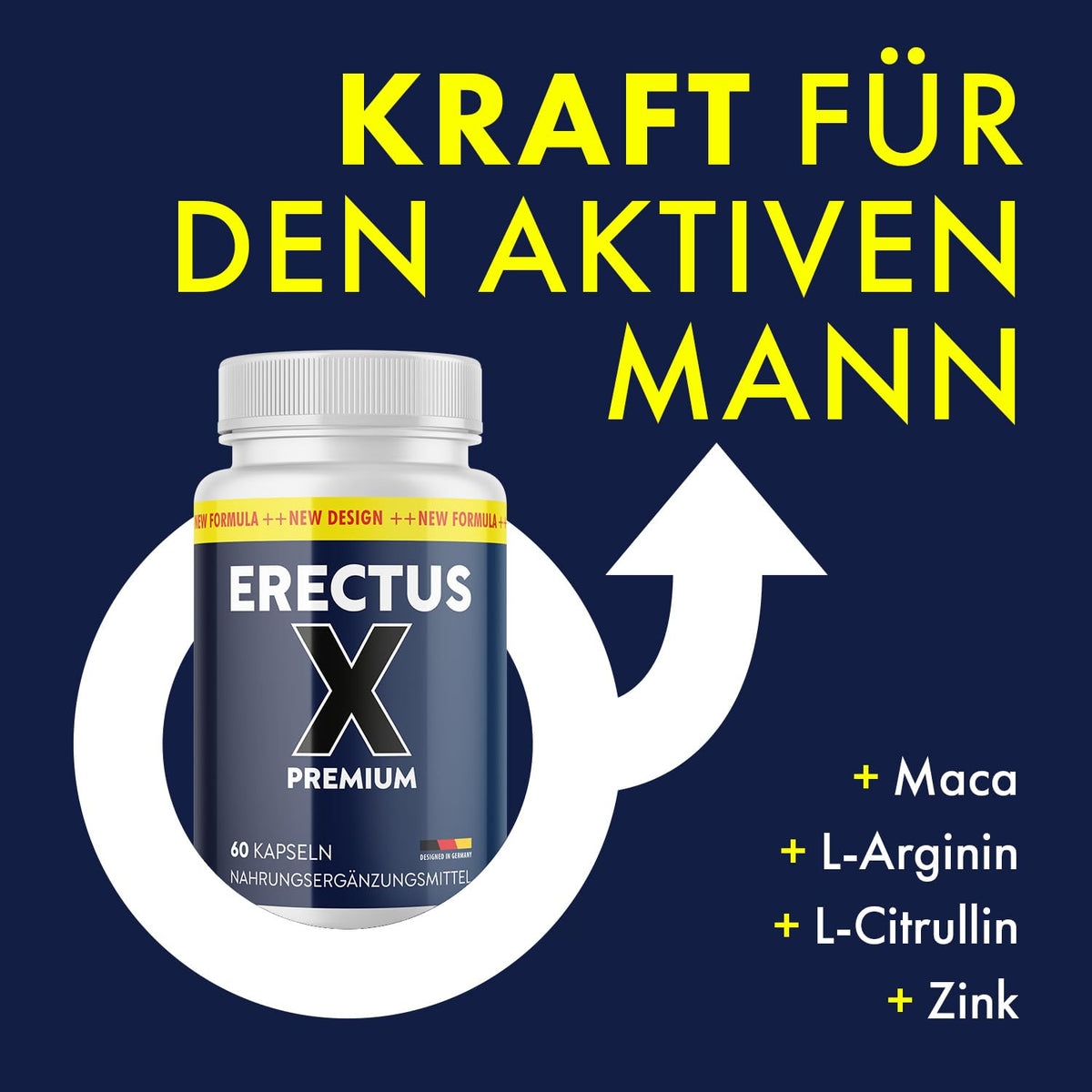 Erectus X Premium Capsules | For Men | With Maca, Grape Seed Extract & Zinc | Contents 60 Capsules