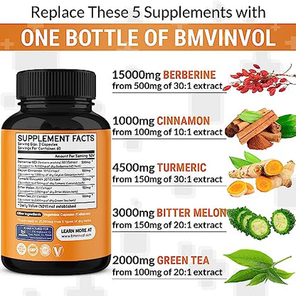Berberine 𝟏𝟓𝟎𝟎𝟎𝐦𝐠 Ceylon Cinnamon 𝟏𝟎𝟎𝟎𝐦𝐠 Turmeric 𝟒𝟓𝟎𝟎𝐦𝐠 Green Tea 𝟐𝟎𝟎𝟎𝐦𝐠 BMVINVOLBuy Supplements Australia