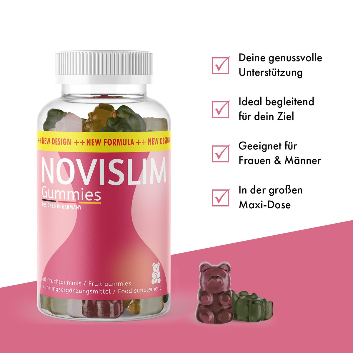 Novislim Gummies | Your Enjoyable Support | in Large Maxi Tin | Contents 60 Gummies