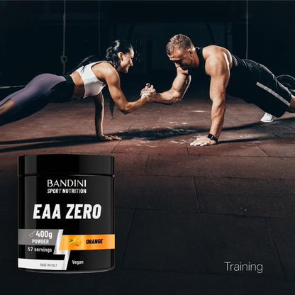 Bandini® EAA Amino Acids Complex 400 g Powder 9 Different Amino Acids | EAAs Amino Acids & Vitamin B6 | Workout Booster | Top Solubility, Orange Flavour | High Dosage, Laboratory Tested, Vegan