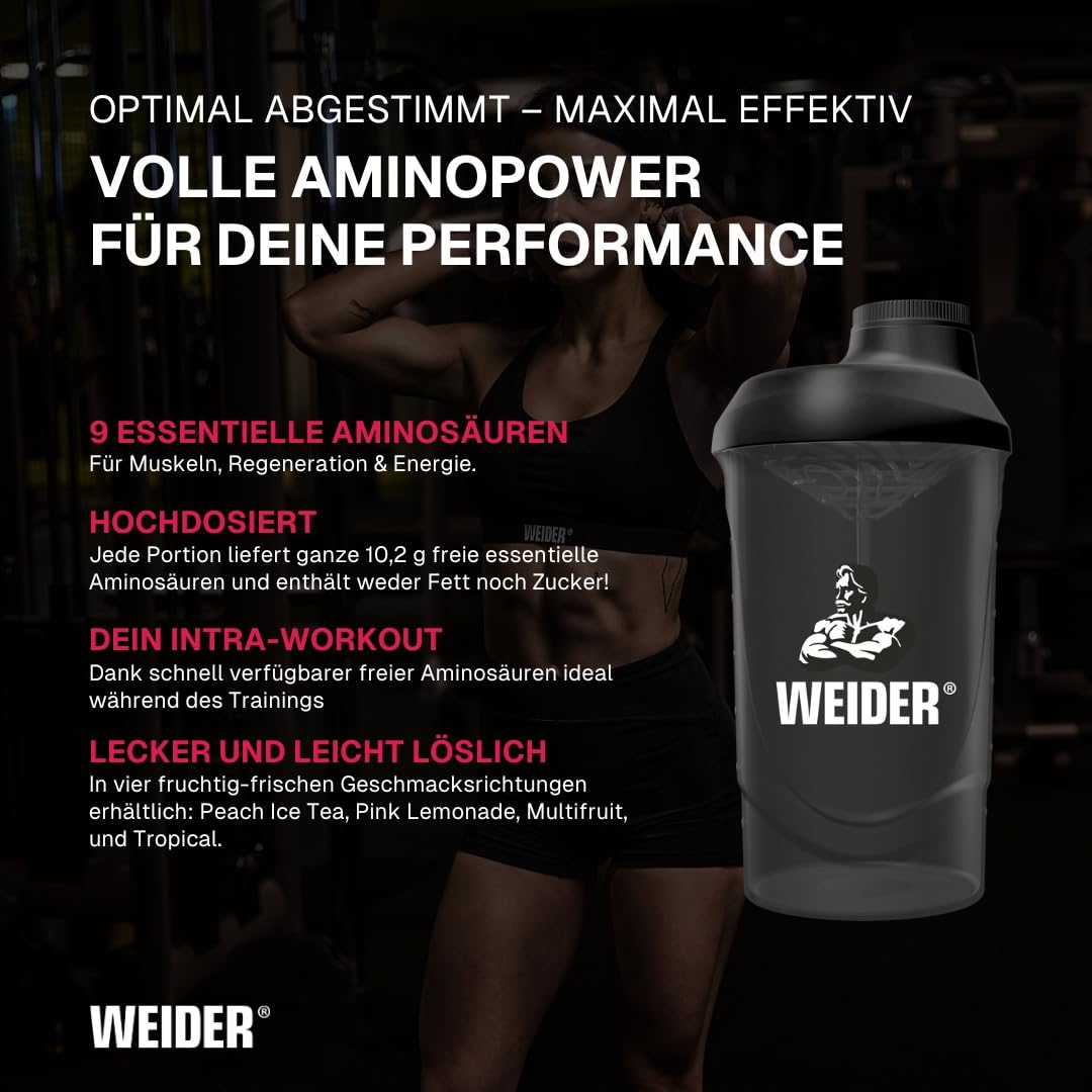 Weider Premium EAA Powder - Essential Amino Acids - BCAA 2:1:1 Ratio, Vegan & Sugar-Free - 325 g - Tropical