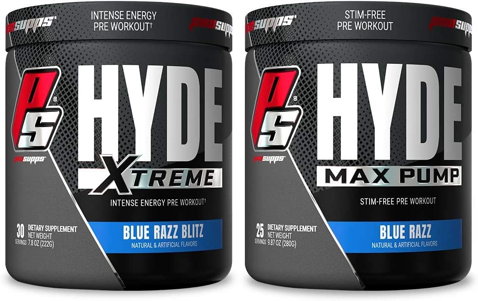 PROSUPPS Hyde Xtreme Blue Razz and Hyde Max Pump Blue Raspberry Bundle