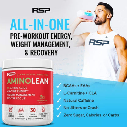 RSP NUTRITION TrueFit Protein Powder (Chocolate 2 LB) with AminoLean Pre Workout Energy (Watermelon 30 Servings)