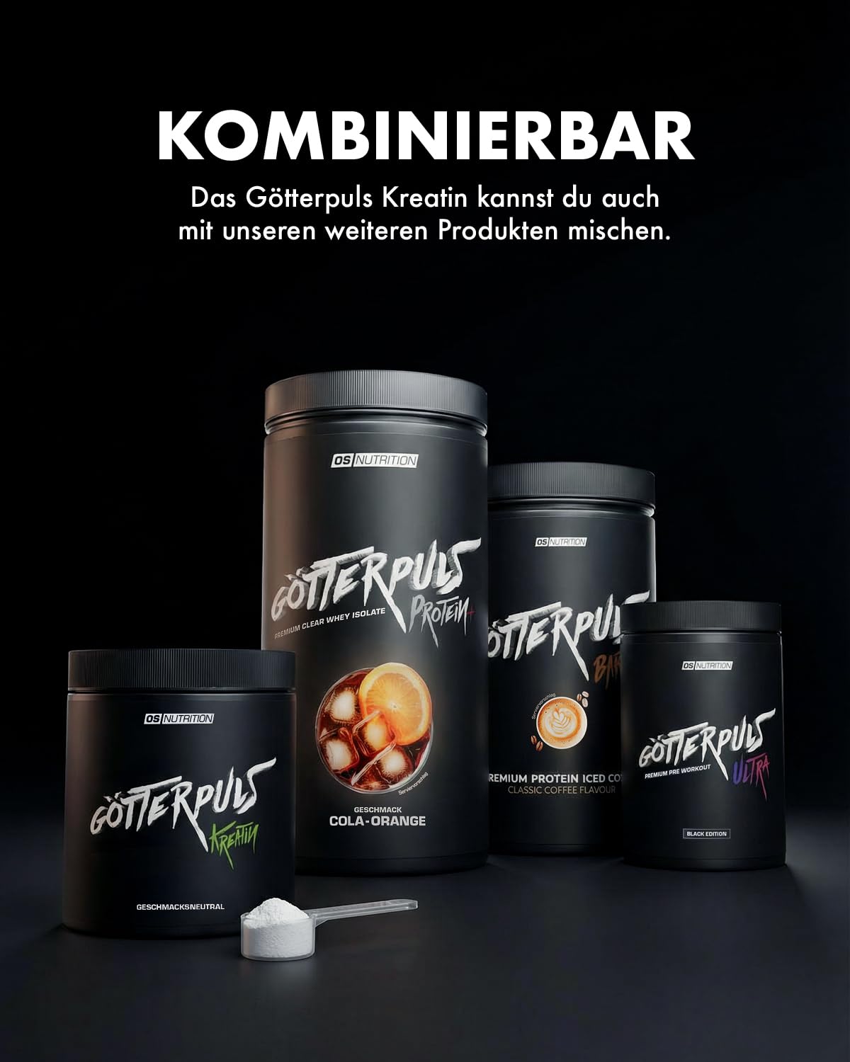 Götterpuls Creatine Monohydrate Powder, 400 g | 114 servings per can, vegan, neutral in taste and excellent solubility, no additives