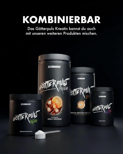 Götterpuls Creatine Monohydrate Powder, 400 g | 114 servings per can, vegan, neutral in taste and excellent solubility, no additives