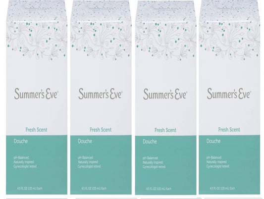 (Pack of 4 Bottles) Summer's Eve Fresh Scent Douche Vinegar & Water, Feminine Wash, 4.5oz Bottles