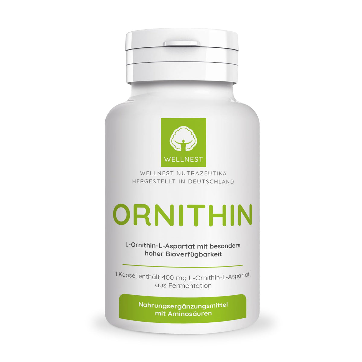 L-Ornithine-L-Aspartate Capsules (100% Vegetable Quality) 400 mg per Capsule ✓ 120 Capsules ✓ For Sleep Problems ✓ Vegan Gluten Free Lactose Free