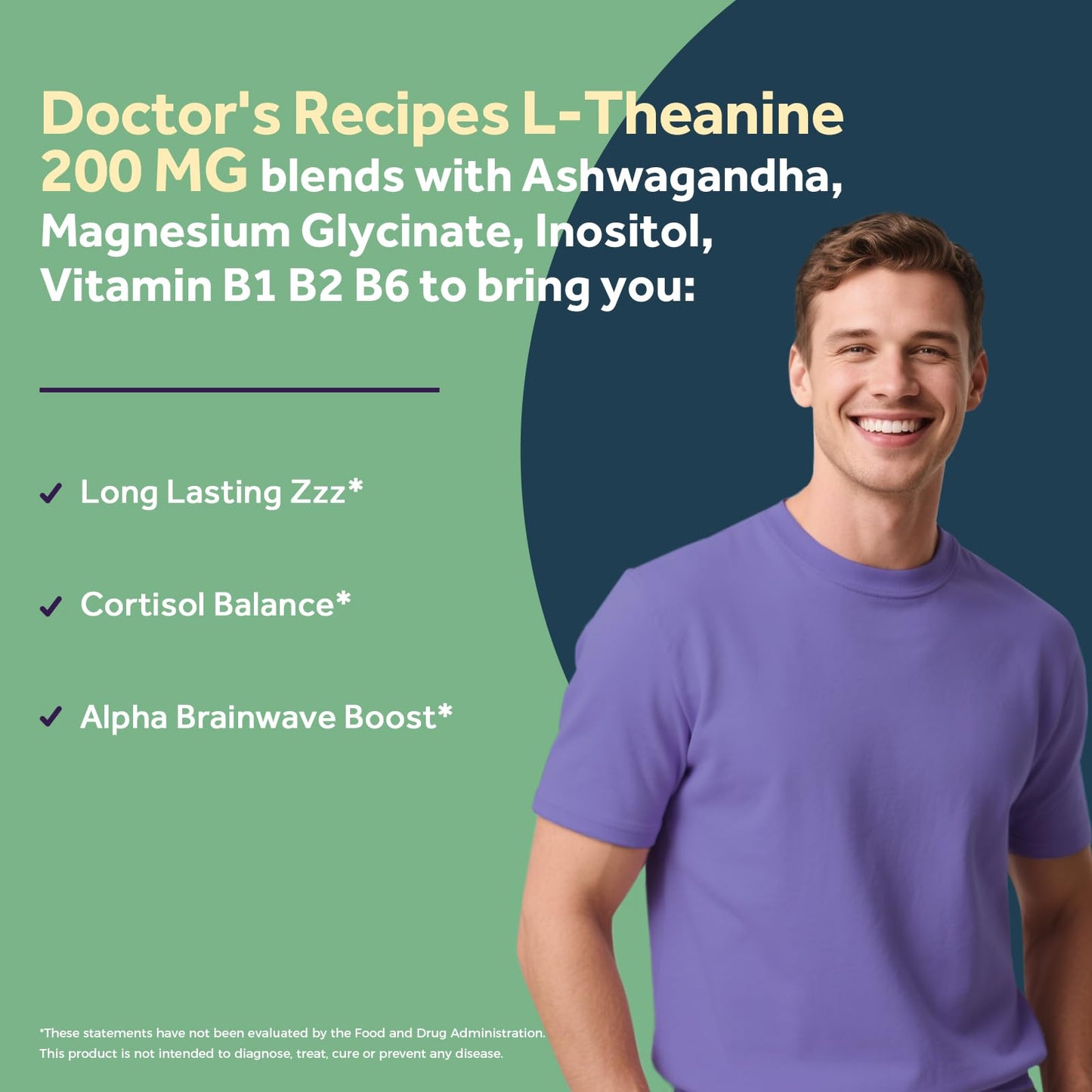 Doctor's Recipes L-Theanine 200 mg, Magnesium Glycinate, Ashwagandha, Inositol, Vitamin B6 B1 B2, Calm Relaxation Mood Cortisol Manager Nerve Focus Sleep Aid Quality No Drowsiness, Vegan, 90 Capsules Doctor's RecipesBuy Supplements Australia