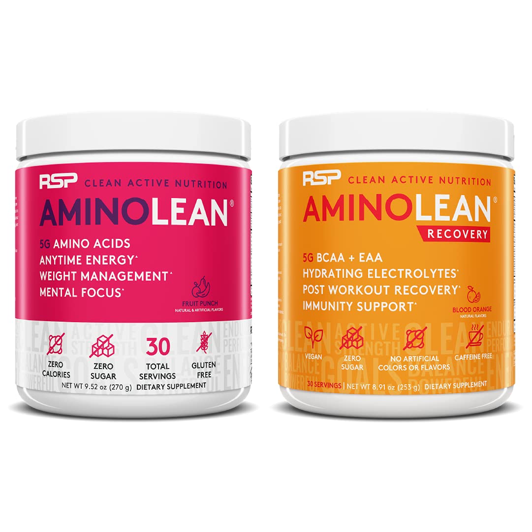 RSP NUTRITION AminoLean Pre Workout Energy (Fruit Punch 30 Servings) with AminoLean