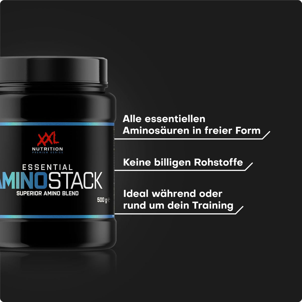 XXL Nutrition - Essential Amino Stack - EAA Powder, Amino Acids Complex High Dose, BCAA, EEAS Powder - Raspberry - 500 g