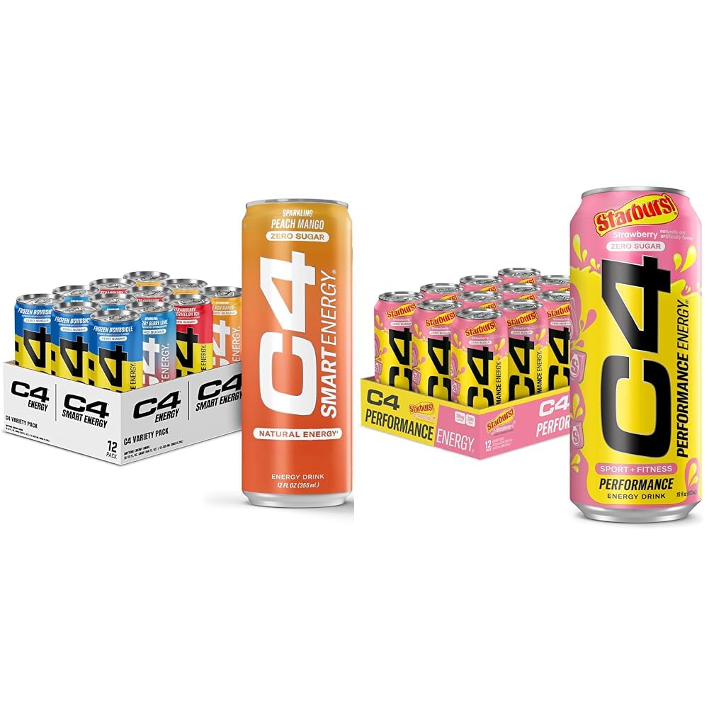 C4 Energy & Smart Energy Drinks Variety Pack, Sugar Free Pre Workout Performance Drink