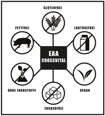EAA Powder I CROSSVITAL I Pink Grapefruit I Vegan I 500 g I Amino Acids I Vitamin B6 I Made in Germany