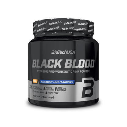 BioTechUSA Black Blood NOX+ | Pre-Workout Formula with Caffeine | With Citrulline, Arginine & Beta-Alanine NOX Complex | With Creatine Complex | Sugar Free | 12 Ounce, Blueberry Lime