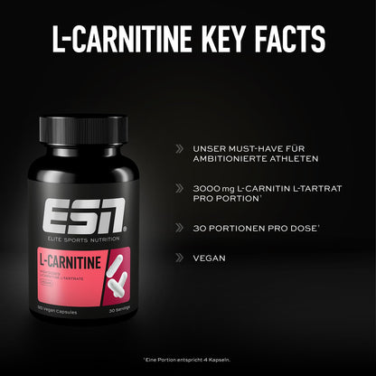 ESN L-Carnitine Caps, 120 Capsules | 3000 mg L-carnitine L-tartrate per serving, vegan