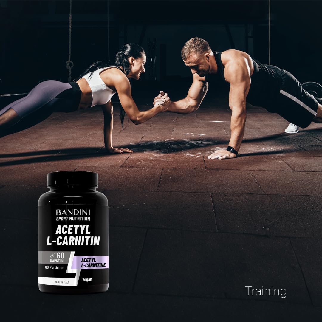 Bandini® Acetyl L-Carnitine, Acetyl-L-Carnitine Hydrochloride, 60 Capsules | Premium Carnitin: stoffwechselanregend, Energie und erhöhte Ausdauer, vegan, 1 Kapsel Carnitine pro Tag, 2 Monate Versorgung