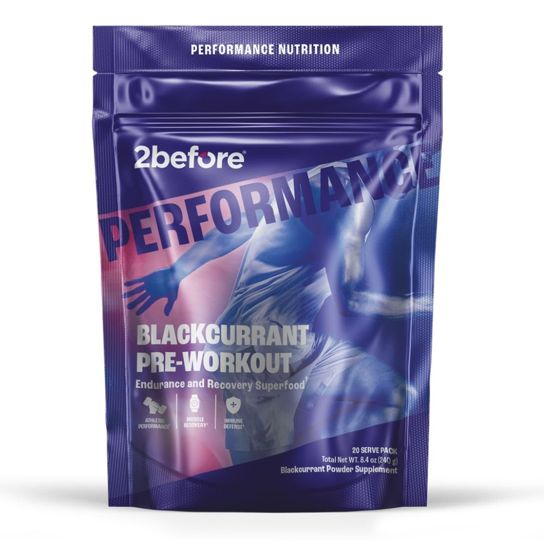 2before Blackcurrant I All Natural Vegan Pre Workout, Caffeine Free I Clean Energy