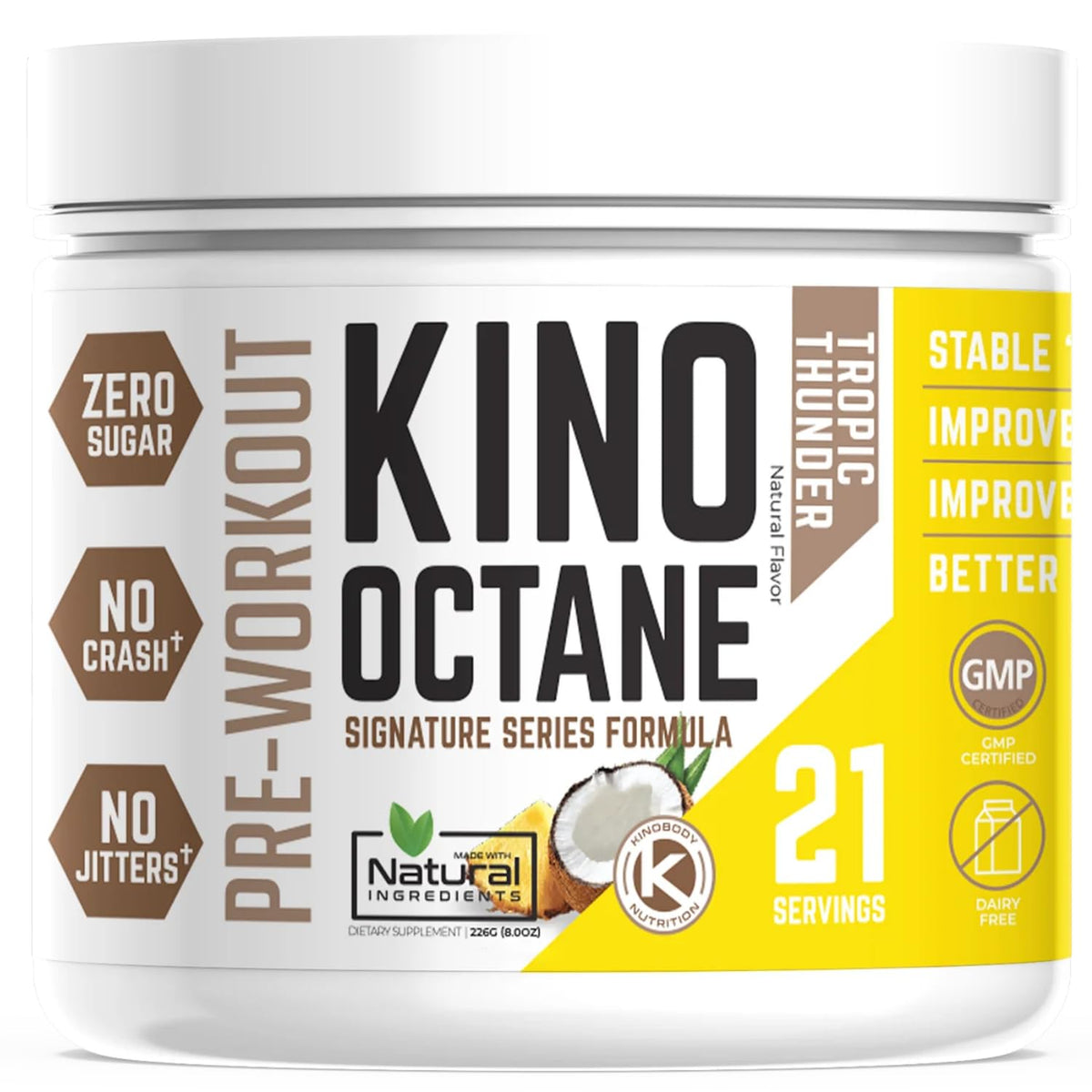 KINOBODY Kino Octane Pre-Workout Supplement Powder for Men and Women, Elevated