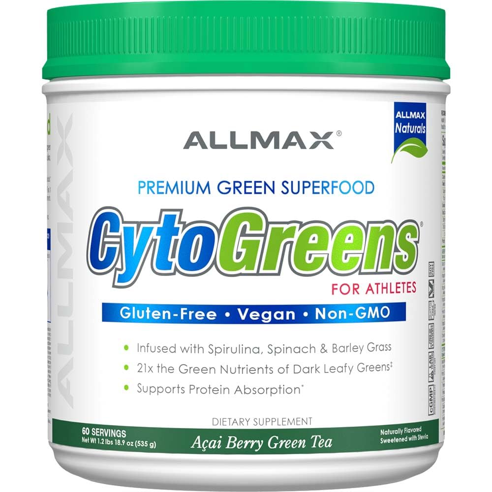 ALLMAX Naturals CytoGreens Super Greens Powder, Premium Green Superfood with Greens, Superfoods, Daily Greens Supplement, Acai Berry Green Tea, 60 Servings ALLMAXBuy Supplements Australia