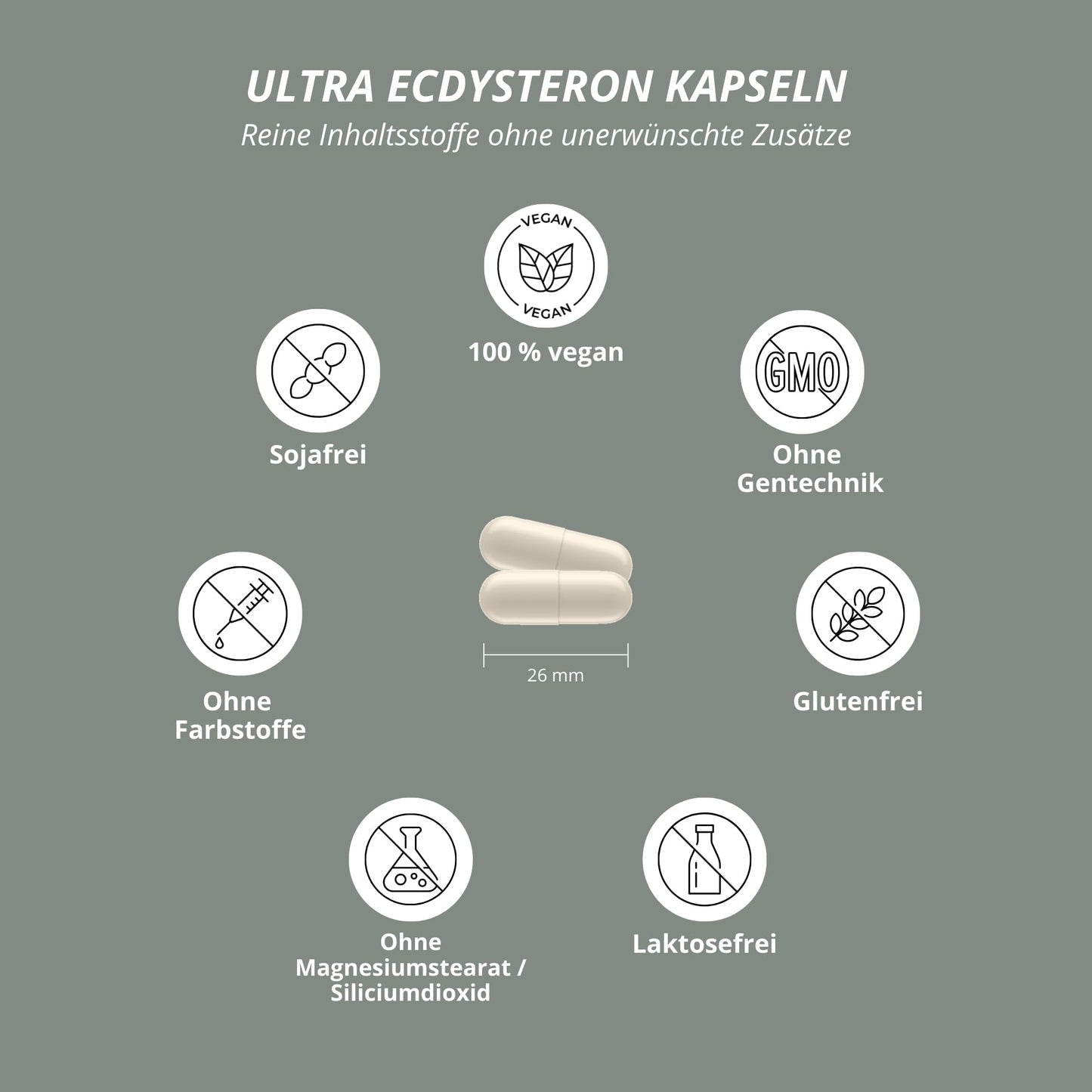 Nutri + Ultra Ecdysterone + Leucine Capsules High Dose - 790 mg Active Ingredient Complex per Capsule - 540 mg Beta Ecdysterone 90% 250 mg L-Leucine Powder Vegan