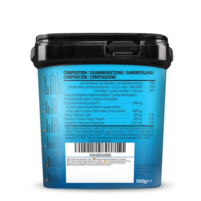 Bodylab24 Electrolytes + Creatine Drink Blaue Himbeere 500g, mit mehr als 4 g reinem Kreatin je Portion als hochwertiges Creapure®, enthält Magnesium, Kalium & Natrium