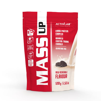 Activlab Mass Up 1200 g Cookies, Whey Protein Powder and Carbohydrates Dietary Supplement with Creatine Massgainer Mass Gainer Muscle Building