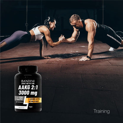 Bandini® AAKG 120 Tablets L-Arginine Alpha Ketoglutarate Amino Acid | hochwertige L Arginin Ketoglutarat für Ausdauer & Muskelregeneration, vor und nach dem Training
