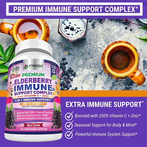 FRESH HEALTHCARE Elderberry Capsules - High Potency Black Elderberry with Zinc FRESH HEALTHCAREBuy Supplements Australia