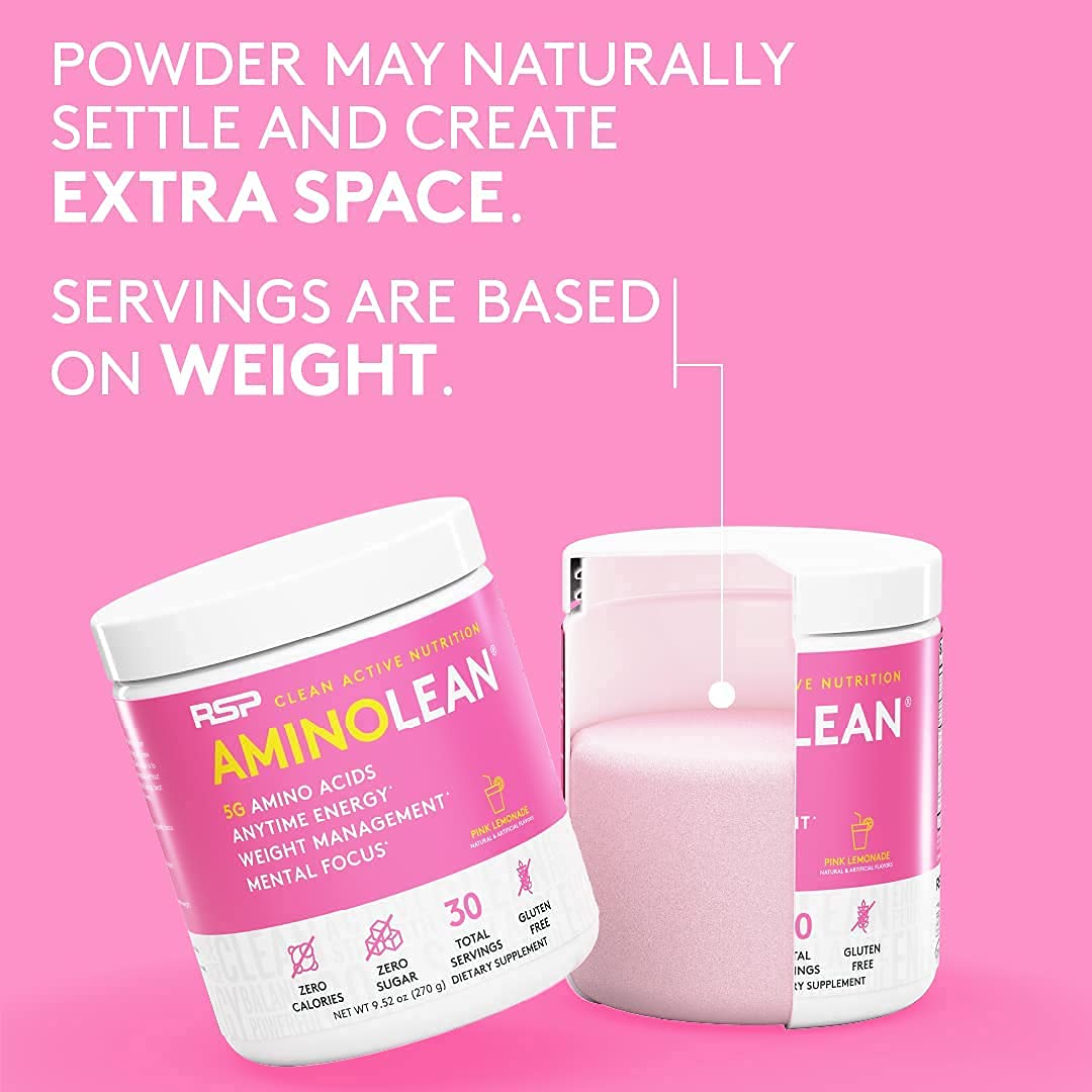 RSP NUTRITION AminoLean Pre Workout Energy (Pink Lemonade 30 Servings) with AminoLean Recovery Post Workout Boost (Tropical Island Punch 30 Servings)