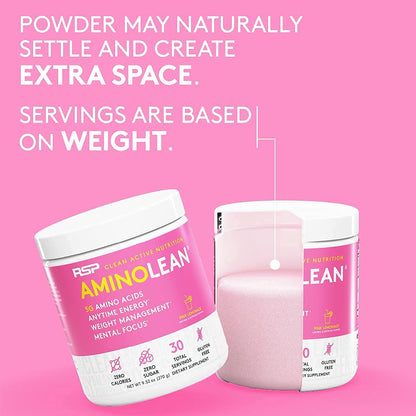 RSP NUTRITION AminoLean Pre Workout Energy (Pink Lemonade 30 Servings) with AminoLean Recovery Post Workout Boost (Tropical Island Punch 30 Servings)