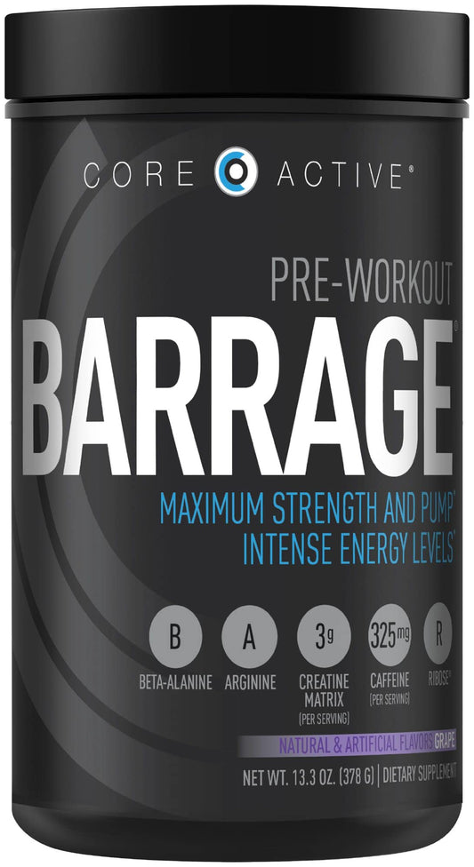(CORE)ACTIVE Barrage Pre Workout Powder - Preworkout for Women & Men, Creatine